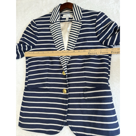 J Crew Schoolboy Size 2 Blazer Navy Striped Preppy Old Money Nautical Academia - Picture 8 of 12